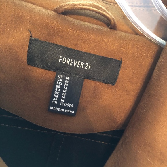 F21 Brown Faux Suede Jacket - Picture 4 of 7